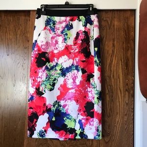 Multi Colored Floral Pencil Skirt